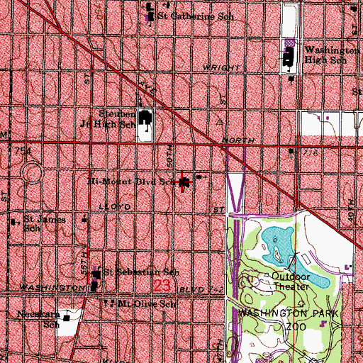 Topographic Map of Hi - Mount Elementary School, WI