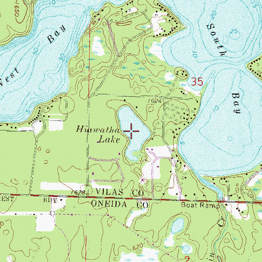 Topographic Map of Hiawatha Lake, WI