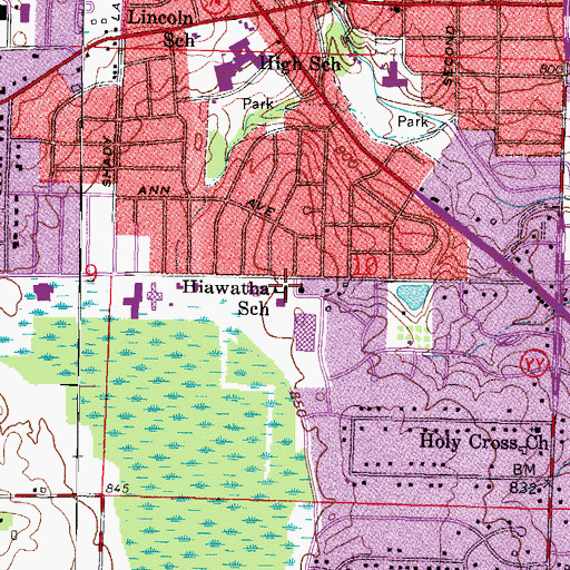 Topographic Map of Hiawatha School (historical), WI