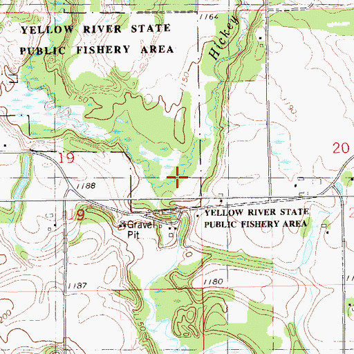 Topographic Map of Hickey Creek, WI