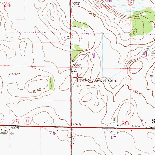 Topographic Map of Hickory Grove Cemetery, WI