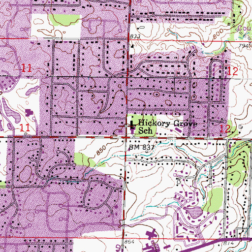 Topographic Map of Hickory Grove School, WI