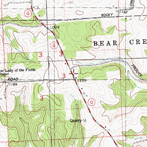 Topographic Map of Hickory Grove School, WI