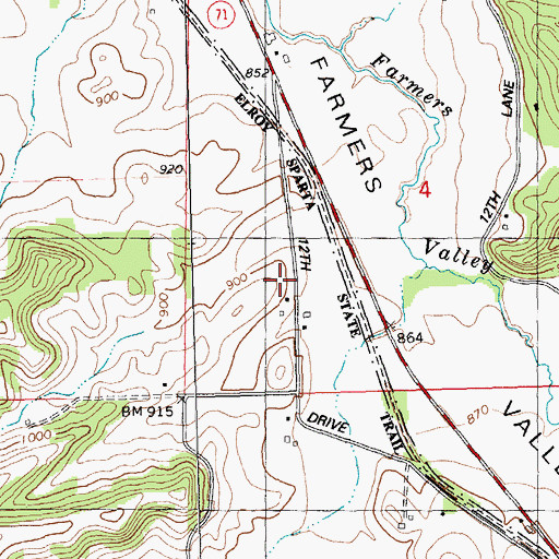 Topographic Map of Hickory Hill School, WI