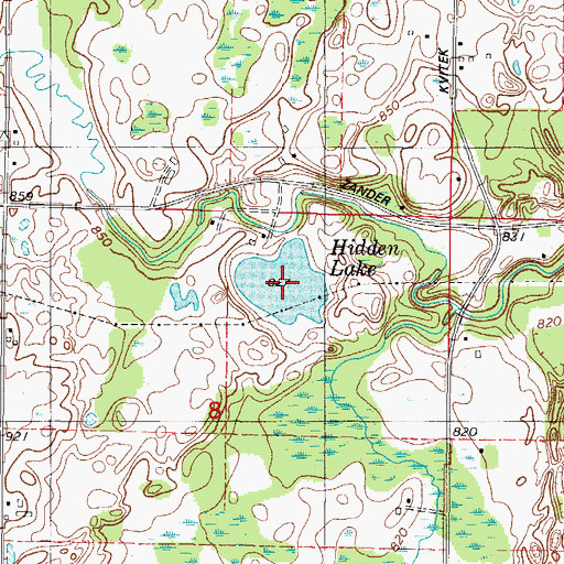 Topographic Map of Hidden Lake, WI