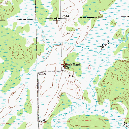 Topographic Map of High Bank Church, WI