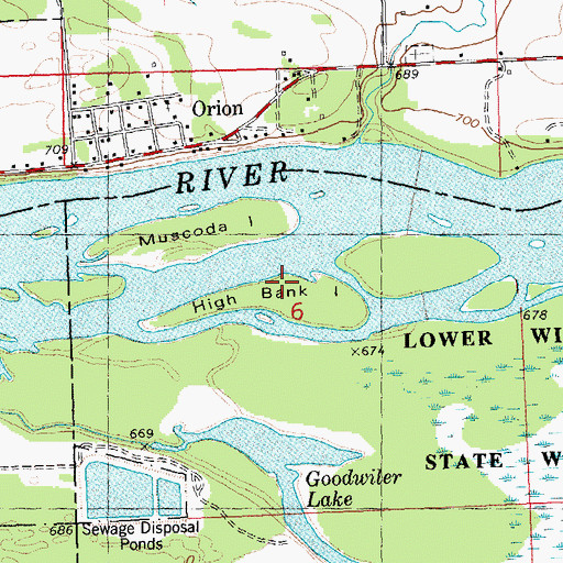 Topographic Map of High Bank Island, WI