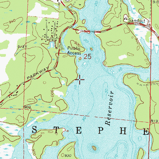 Topographic Map of High Falls Reservoir, WI