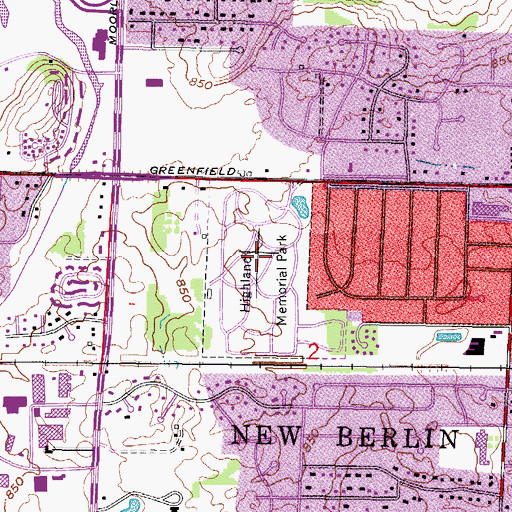 Topographic Map of Highland Memorial Park, WI