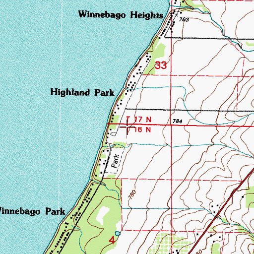 Topographic Map of Highland Park, WI