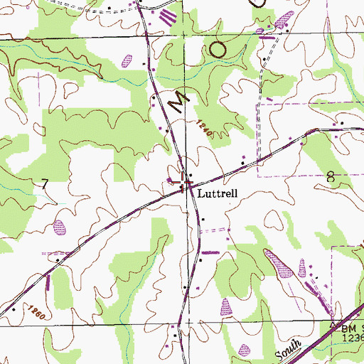 Topographic Map of Luttrell, AL