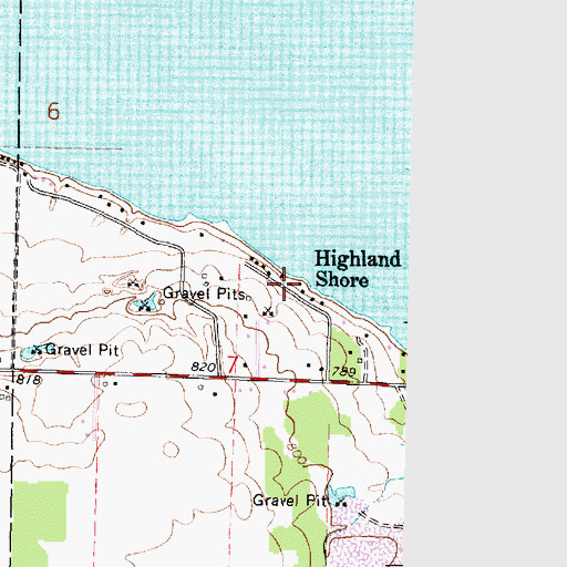 Topographic Map of Highland Shore, WI