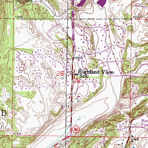 Topographic Map of Highland View School (historical), WI