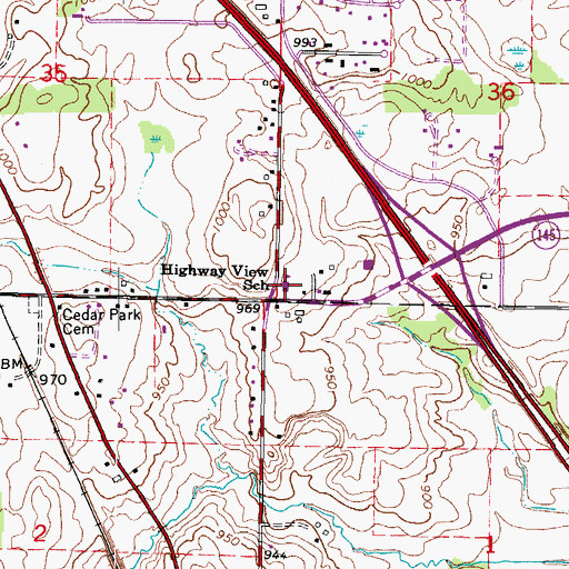 Topographic Map of Highway View School, WI