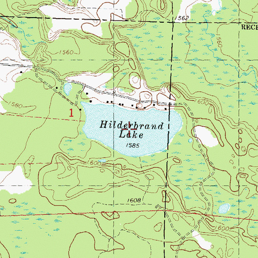 Topographic Map of Hilderbrand Lake, WI