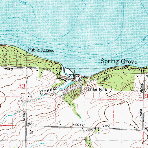 Topographic Map of Hill Creek, WI