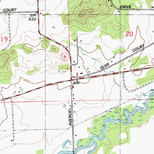 Topographic Map of Hill Grove School, WI
