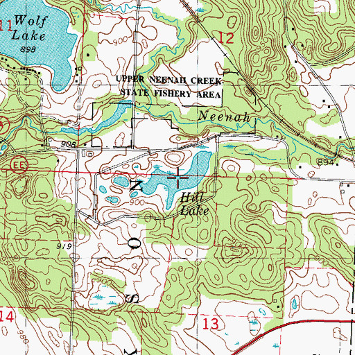 Topographic Map of Hill Lake, WI