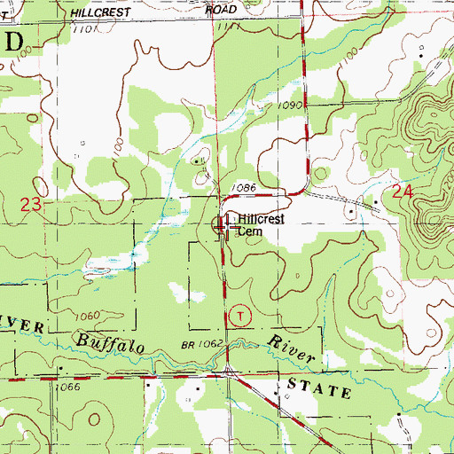 Topographic Map of Hillcrest Cemetery, WI
