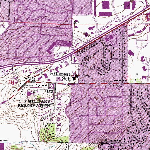 Topographic Map of Hillcrest Elementary School, WI
