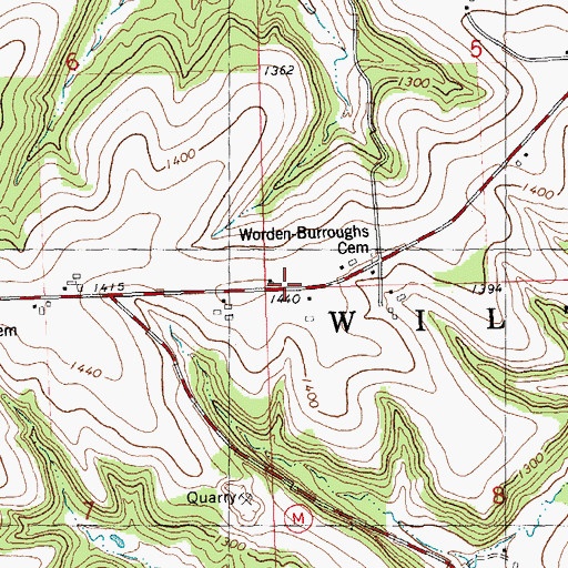 Topographic Map of Hillcrest School, WI