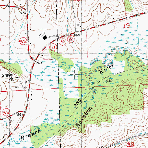 Topographic Map of Hills Creek, WI