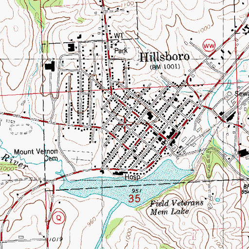 Topographic Map of Hillsboro, WI
