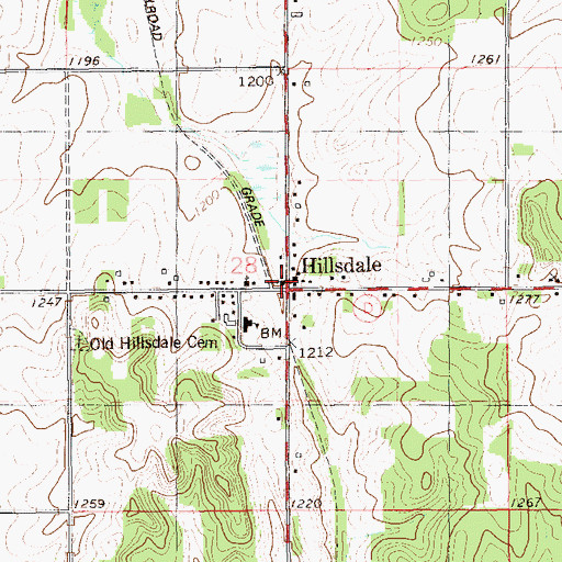 Topographic Map of Hillsdale, WI