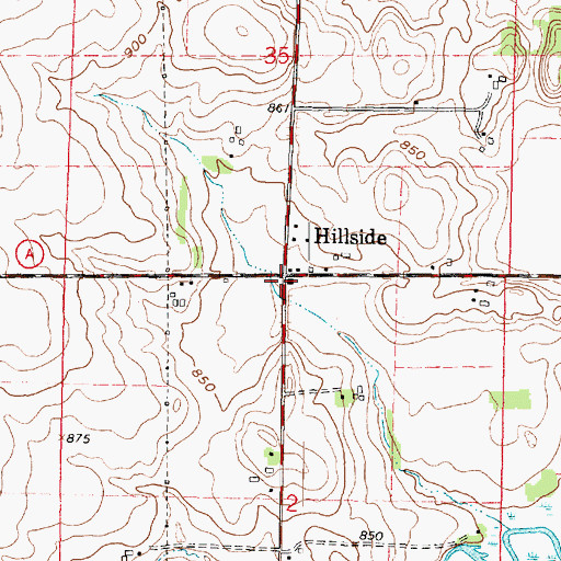 Topographic Map of Hillside, WI