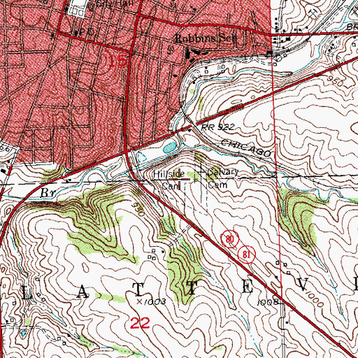 Topographic Map of Hillside Cemetery, WI