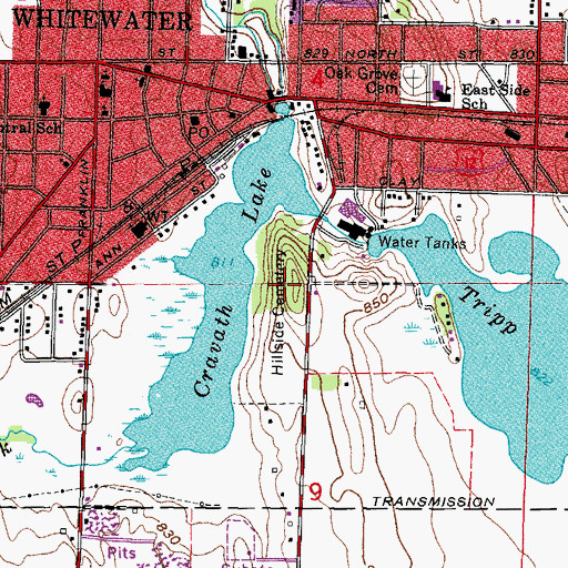 Topographic Map of Hillside Cemetery, WI
