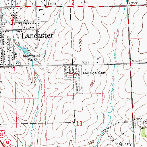 Topographic Map of Hillside Cemetery, WI