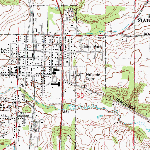 Topographic Map of Hillside Cemetery, WI