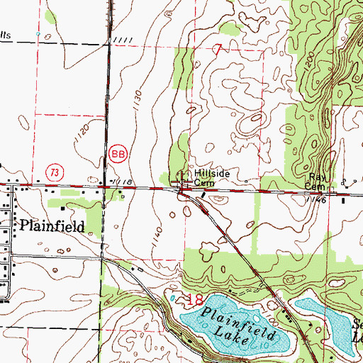 Topographic Map of Hillside Cemetery, WI