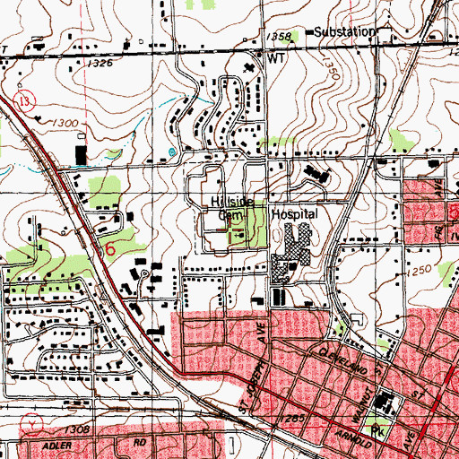 Topographic Map of Hillside Cemetery, WI