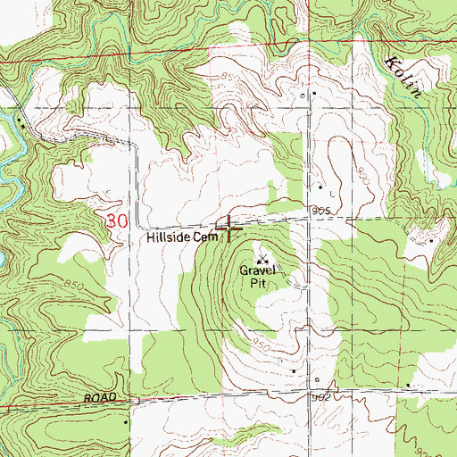 Topographic Map of Hillside Cemetery, WI