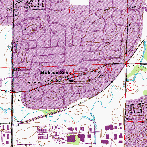 Topographic Map of Hillside School (historical), WI