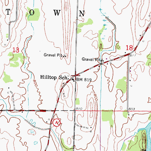 Topographic Map of Hilltop School, WI