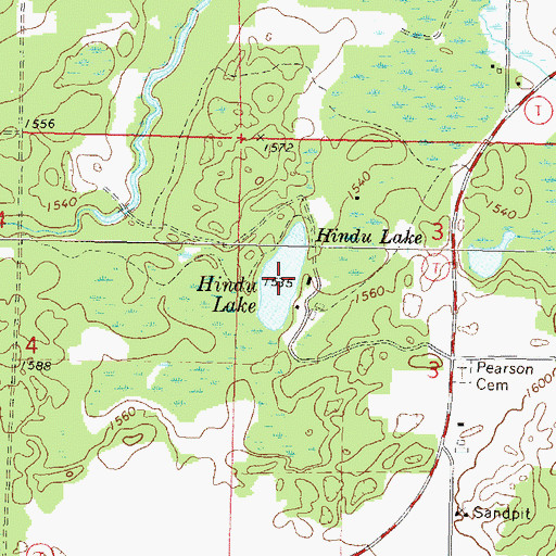 Topographic Map of Hindu Lake, WI