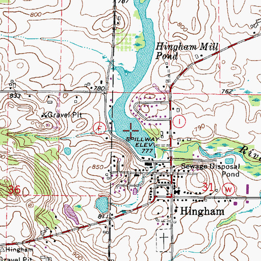 Topographic Map of Hingham Mill Pond, WI