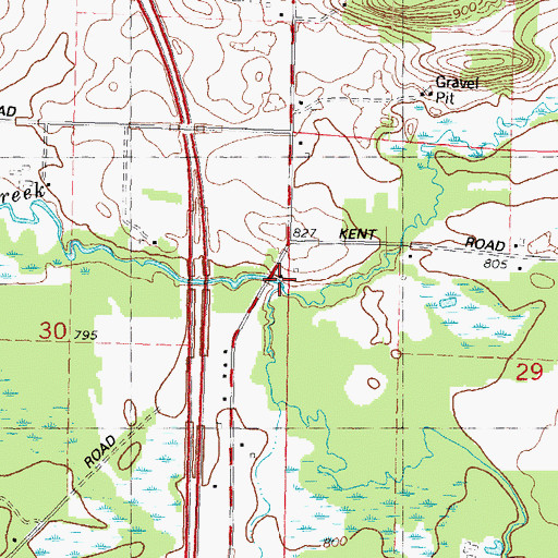 Topographic Map of Hinkson Creek, WI