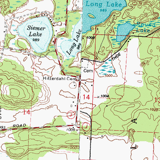 Topographic Map of Hitterdahl Cemetery, WI