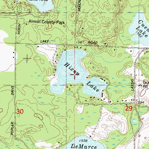 Topographic Map of Hixon Lake, WI