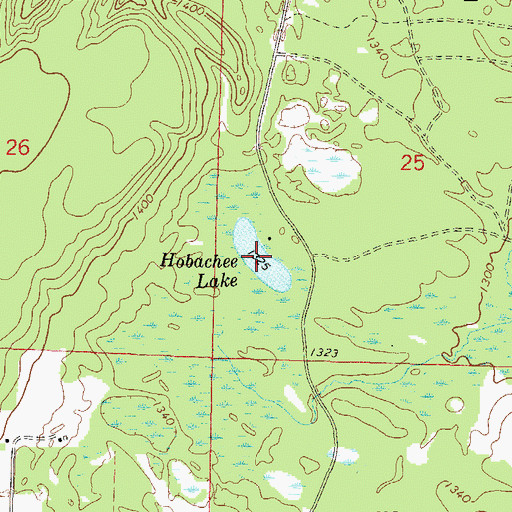 Topographic Map of Hobachee Lake, WI
