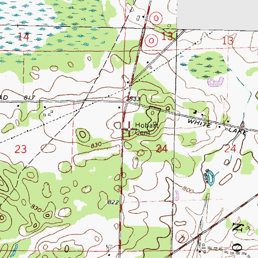 Topographic Map of Hobart Cemetery, WI