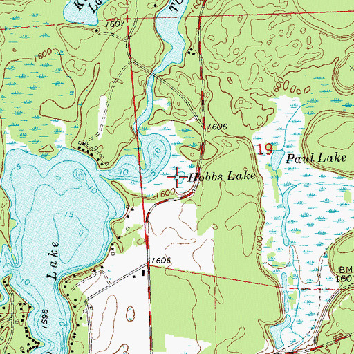 Topographic Map of Hobbs Lake, WI