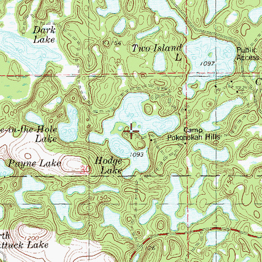 Topographic Map of Hodge Lake, WI