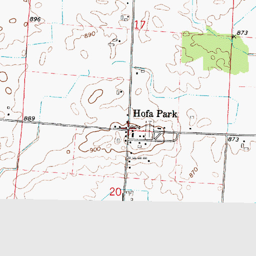 Topographic Map of Hofa Park, WI