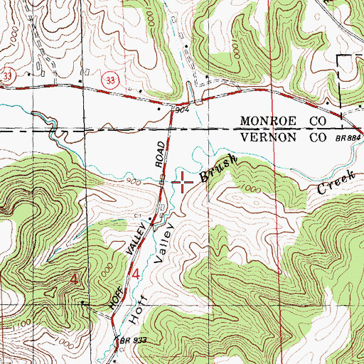 Topographic Map of Hoff Valley, WI