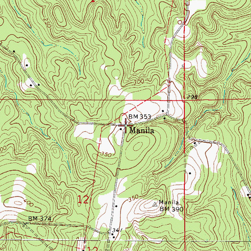 Topographic Map of Manila, AL